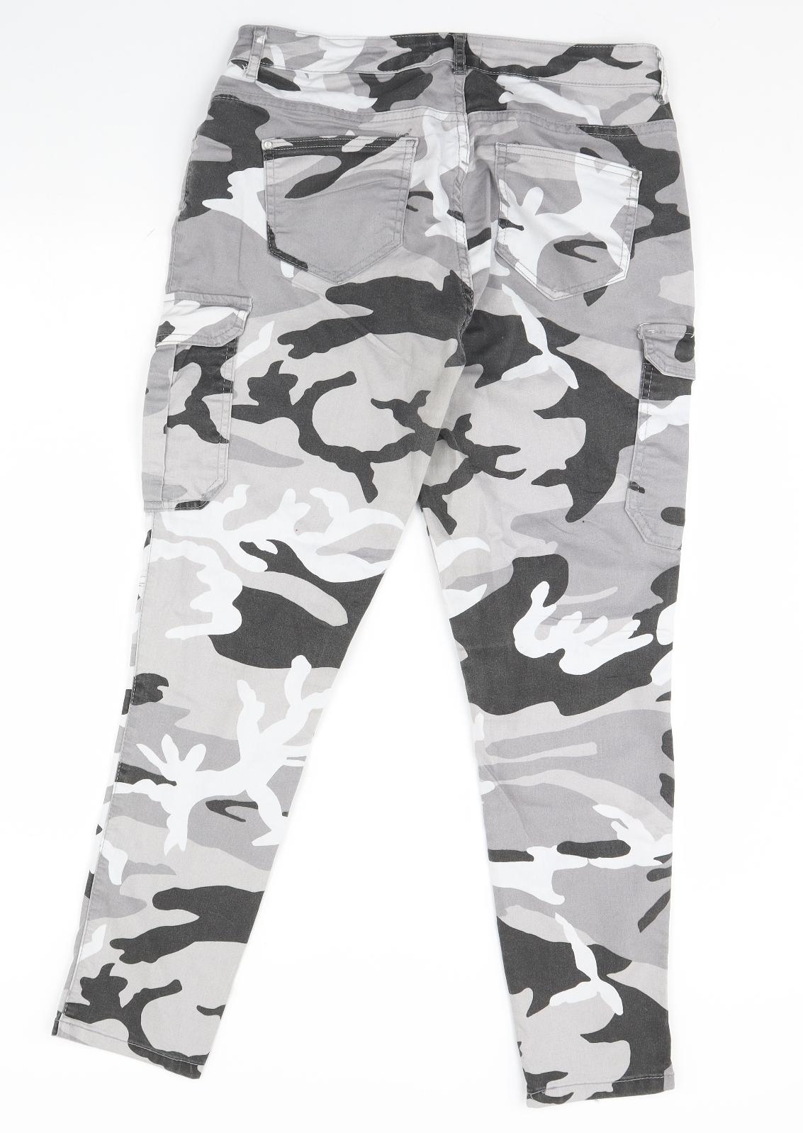 Select Womens Green Camouflage Denim Straight Jeans Size 16 L30 in