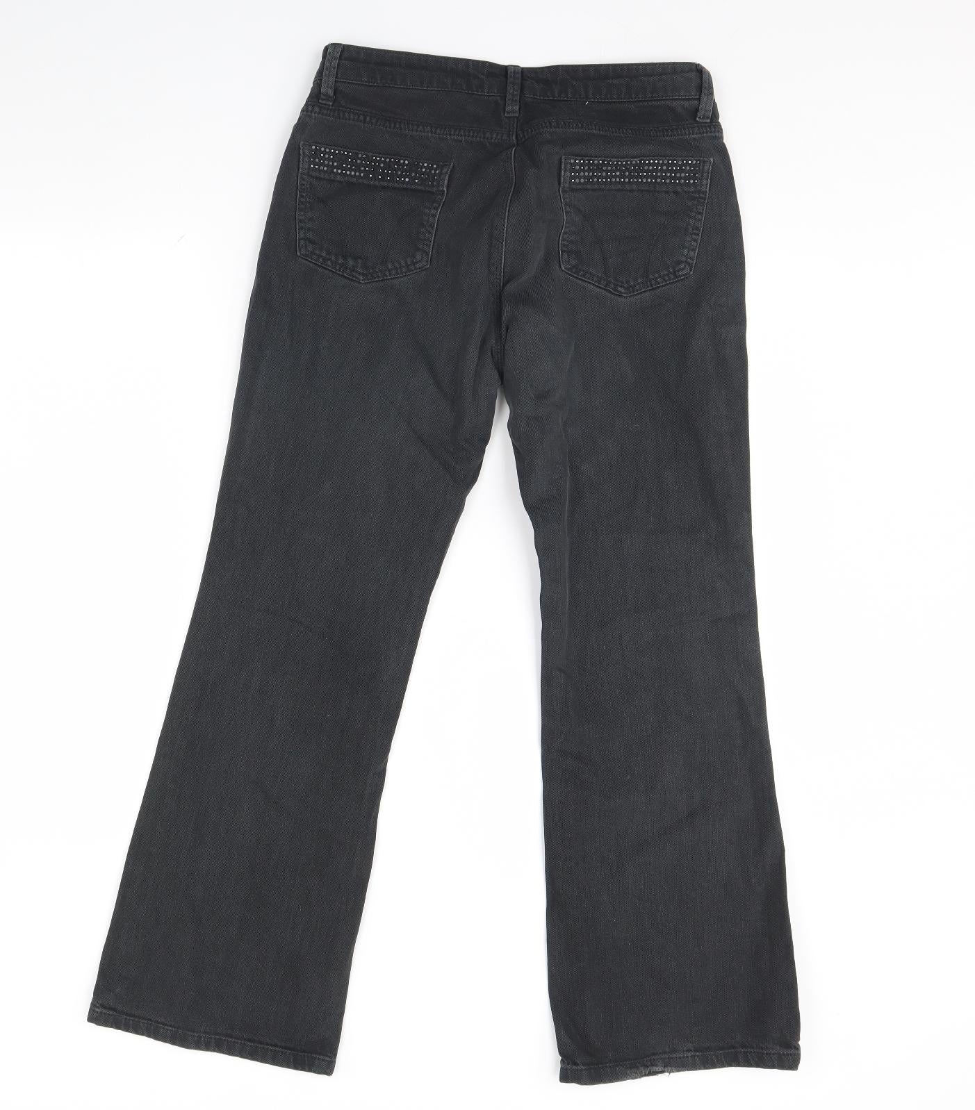 m&S Womens Black  Denim Bootcut Jeans Size 12 L29 in