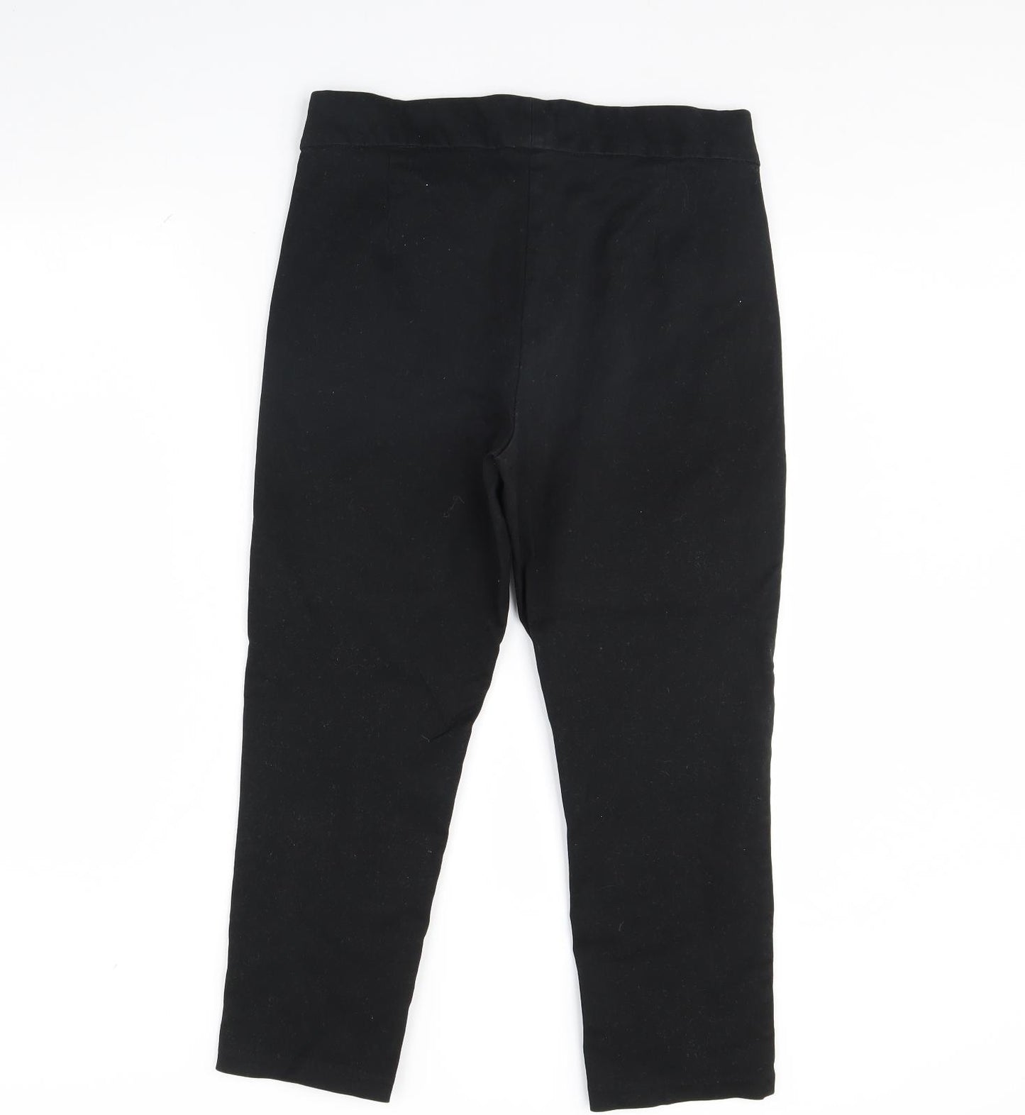 m&S Womens Black  Denim Cropped Trousers Size 12 L24 in