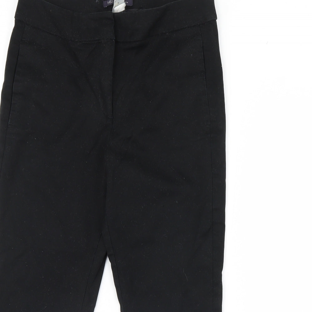 m&S Womens Black  Denim Cropped Trousers Size 12 L24 in