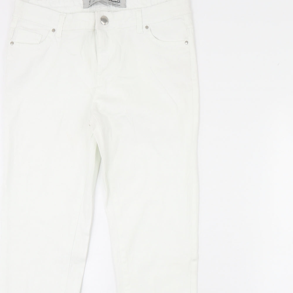 Denim & Co. Womens White  Denim Skinny Jeans Size 12 L28 in