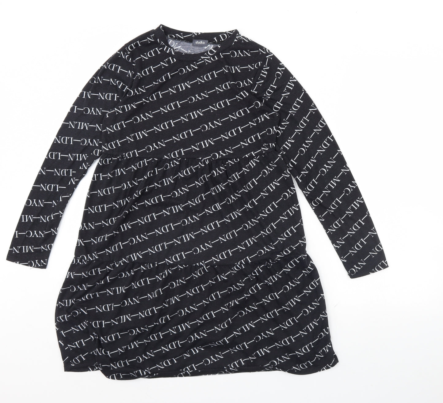 Studio Girls Black Spotted  Fit & Flare  Size 12 Years