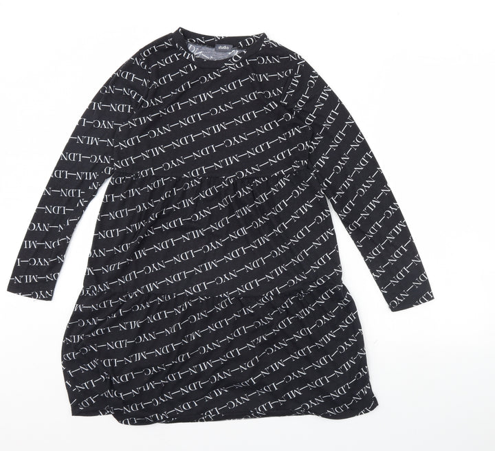 Studio Girls Black Spotted  Fit & Flare  Size 12 Years