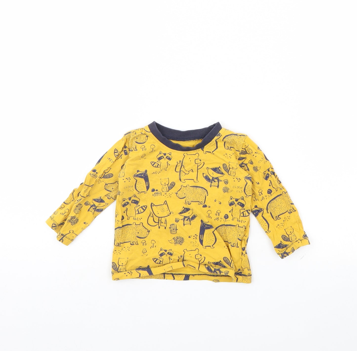 George Baby Yellow Animal Print  Basic T-Shirt Size 9-12 Months  - Animal
