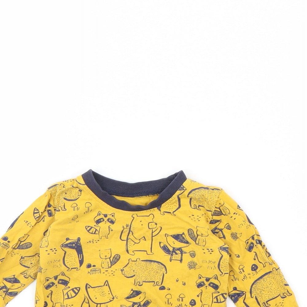 George Baby Yellow Animal Print  Basic T-Shirt Size 9-12 Months  - Animal