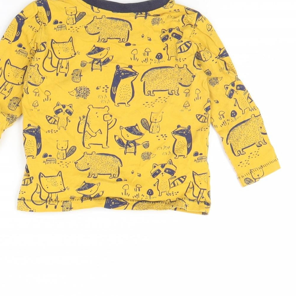 George Baby Yellow Animal Print  Basic T-Shirt Size 9-12 Months  - Animal
