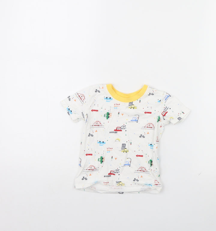 George Baby White Spotted  Basic T-Shirt Size 9-12 Months  - Cars