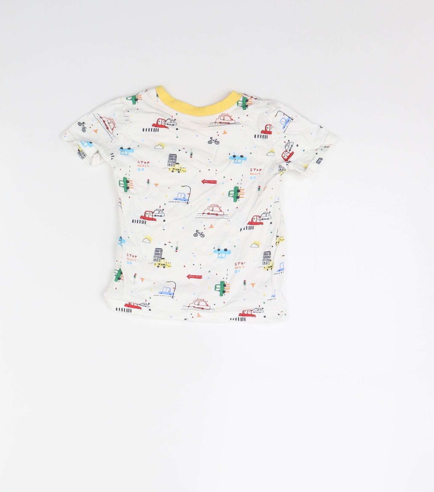 George Baby White Spotted  Basic T-Shirt Size 9-12 Months  - Cars