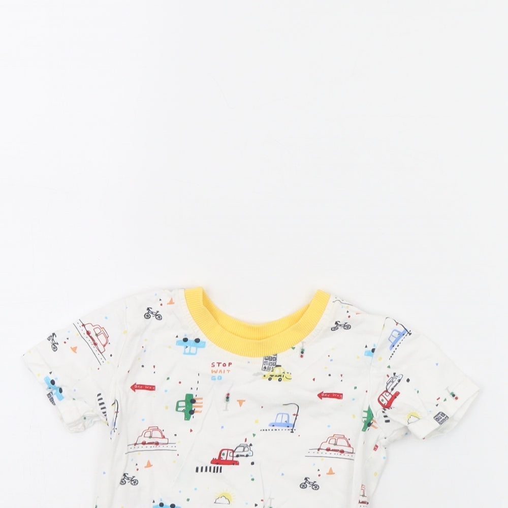 George Baby White Spotted  Basic T-Shirt Size 9-12 Months  - Cars