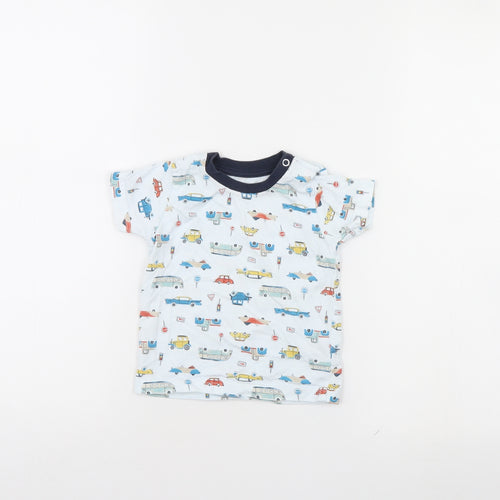 Nutmeg Baby Blue Spotted  Basic T-Shirt Size 9-12 Months  - Cars