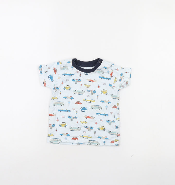 Nutmeg Baby Blue Spotted Basic T-Shirt Size 9-12 Months - Cars