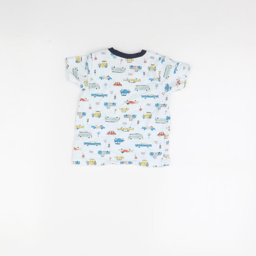 Nutmeg Baby Blue Spotted  Basic T-Shirt Size 9-12 Months  - Cars