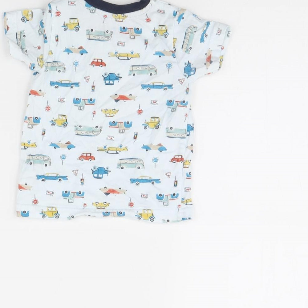 Nutmeg Baby Blue Spotted  Basic T-Shirt Size 9-12 Months  - Cars