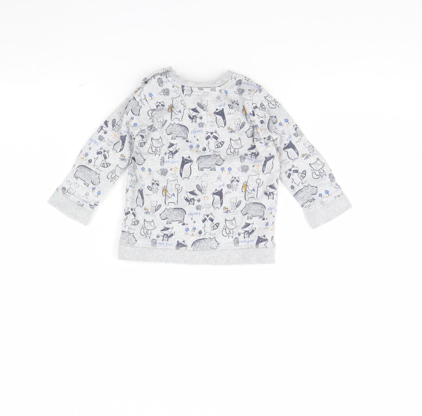 George Baby Grey Animal Print  Pullover Jumper Size 9-12 Months