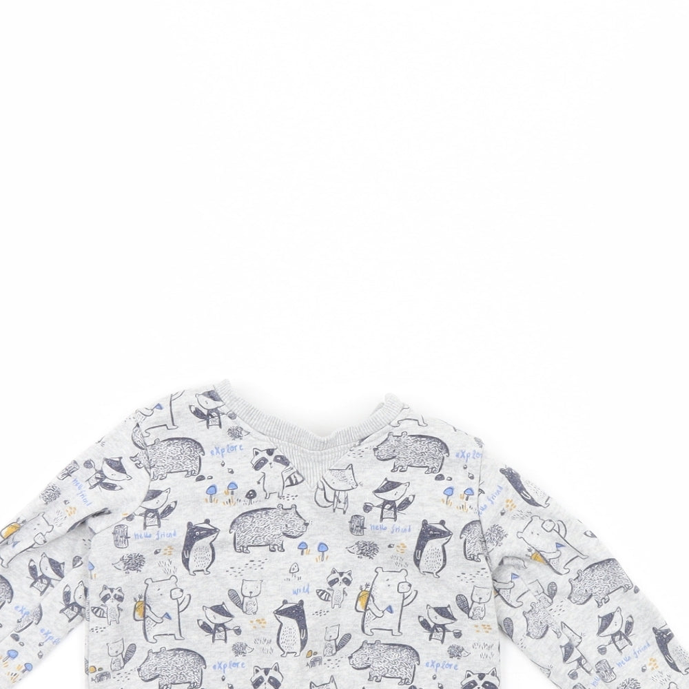 George Baby Grey Animal Print  Pullover Jumper Size 9-12 Months