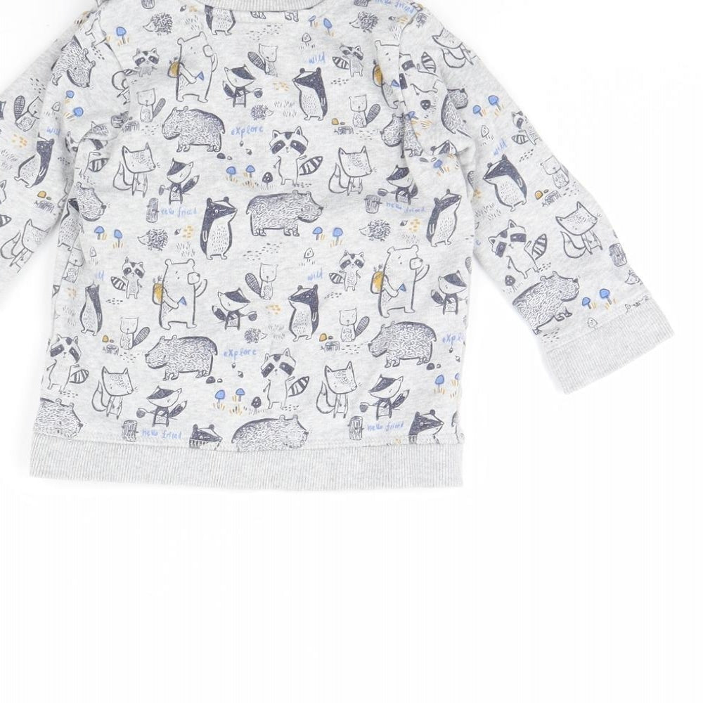George Baby Grey Animal Print  Pullover Jumper Size 9-12 Months