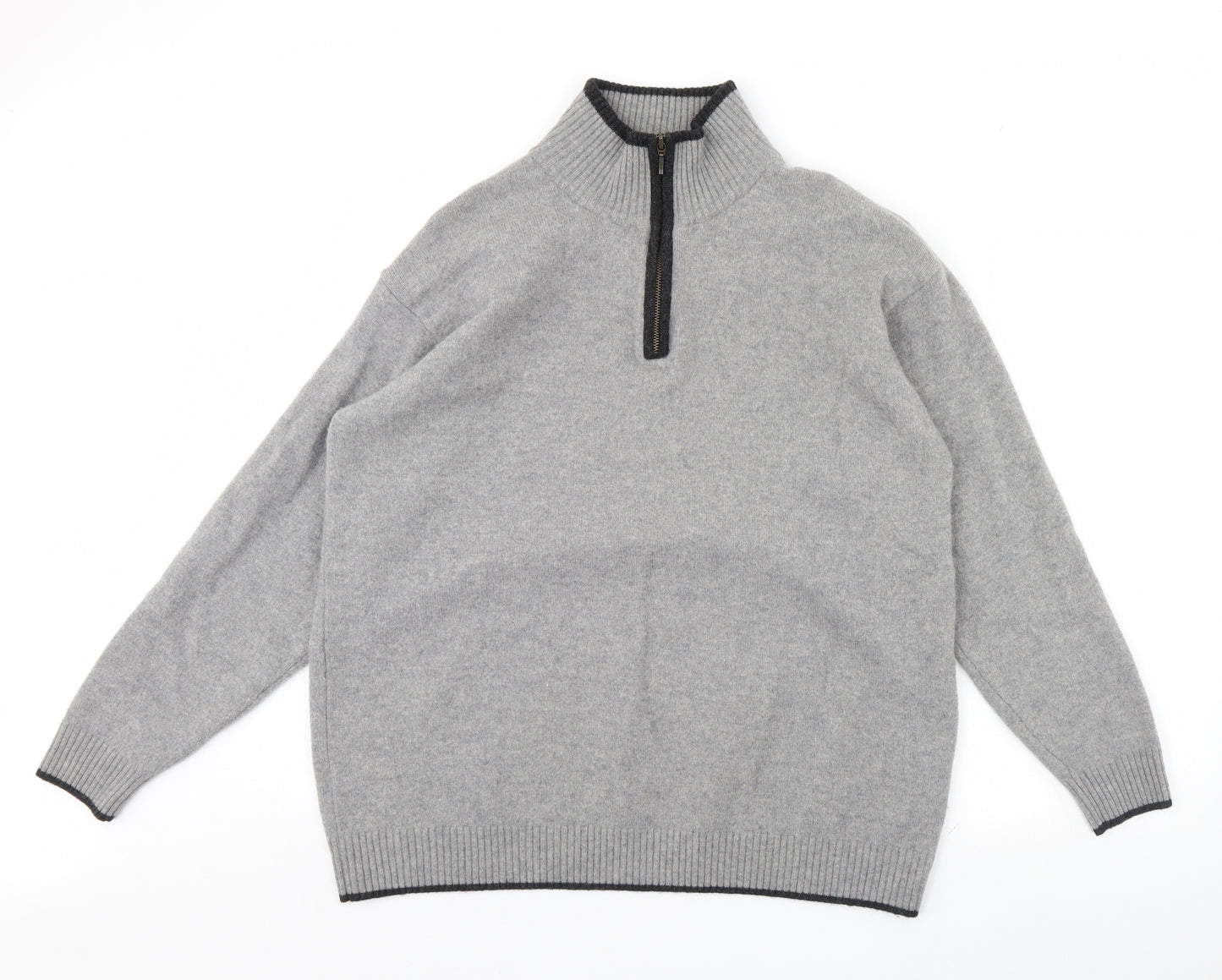 Woolovers Mens Grey   Henley Jumper Size L
