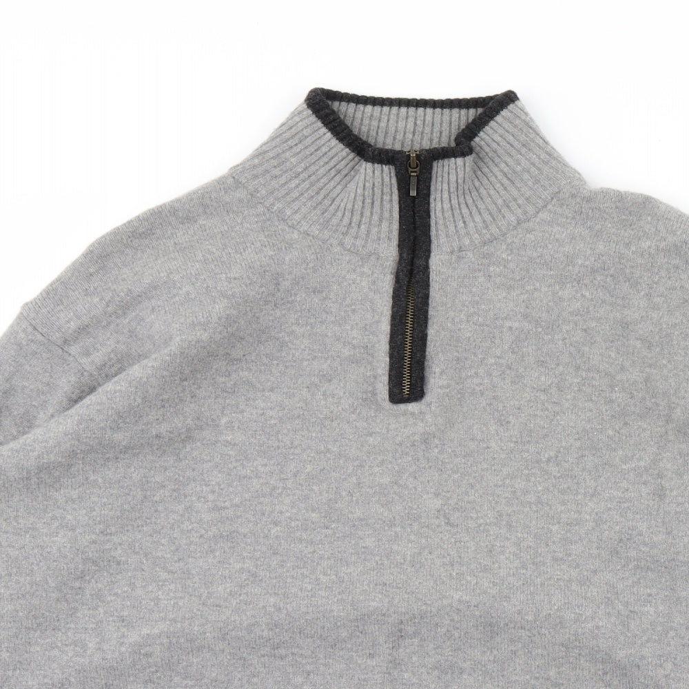 Woolovers Mens Grey   Henley Jumper Size L