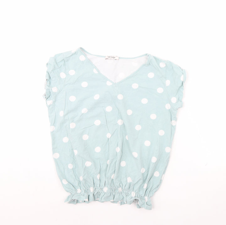 ORSAY Womens Green Polka Dot  Basic Blouse Size M