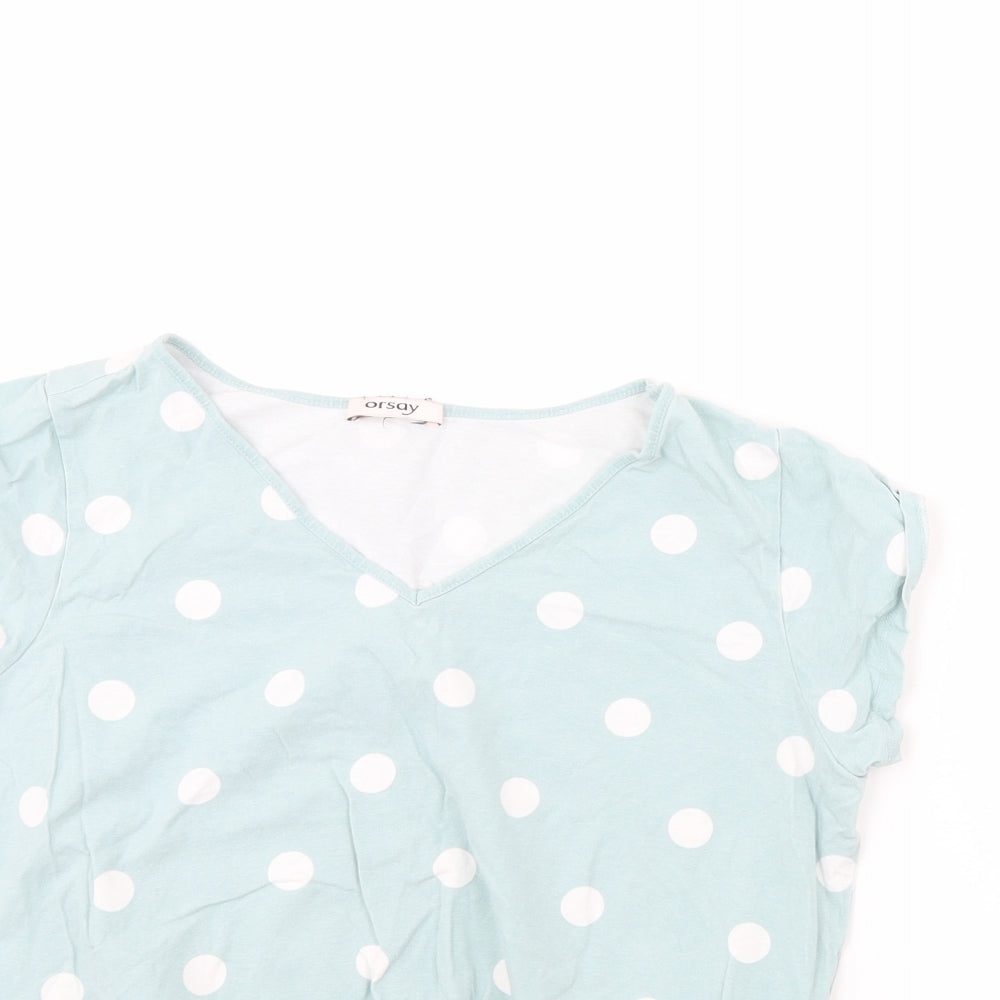 ORSAY Womens Green Polka Dot  Basic Blouse Size M