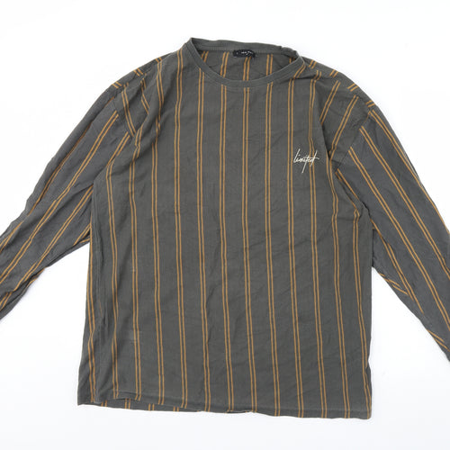 New Look Mens Green Striped  Pullover Jumper Size L