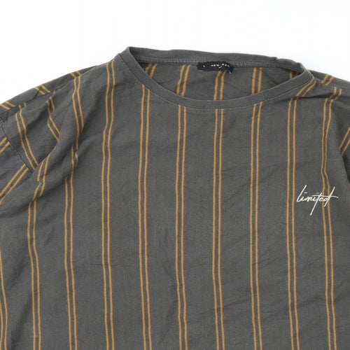 New Look Mens Green Striped  Pullover Jumper Size L
