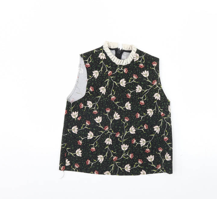 Topshop Womens Black Floral  Basic Tank Size 6