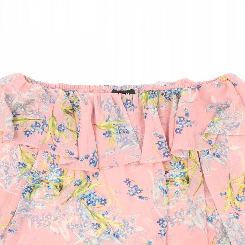 New Look Womens Pink Floral  Basic Blouse Size 10