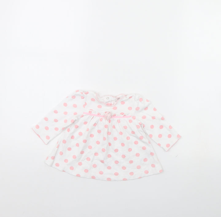 Little Me Girls White Polka Dot Basic Blouse Size 9-12 Months