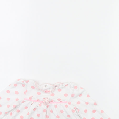Little Me Girls White Polka Dot  Basic Blouse Size 9-12 Months