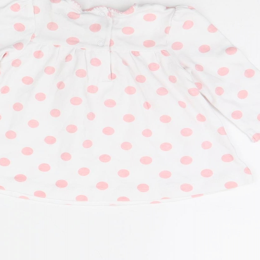 Little Me Girls White Polka Dot  Basic Blouse Size 9-12 Months