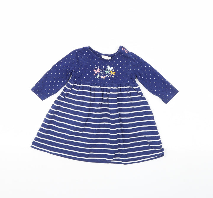 Mini Club Girls Blue Polka Dot  Fit & Flare  Size 3-6 Months
