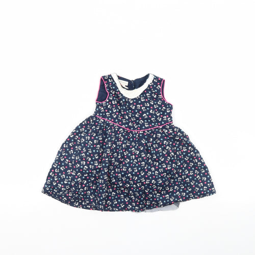 Monsoon Girls Blue Polka Dot  Fit & Flare  Size 6-9 Months