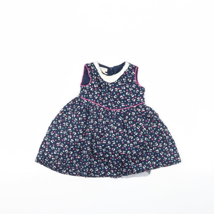 Monsoon Girls Blue Polka Dot Fit & Flare Size 6-9 Months