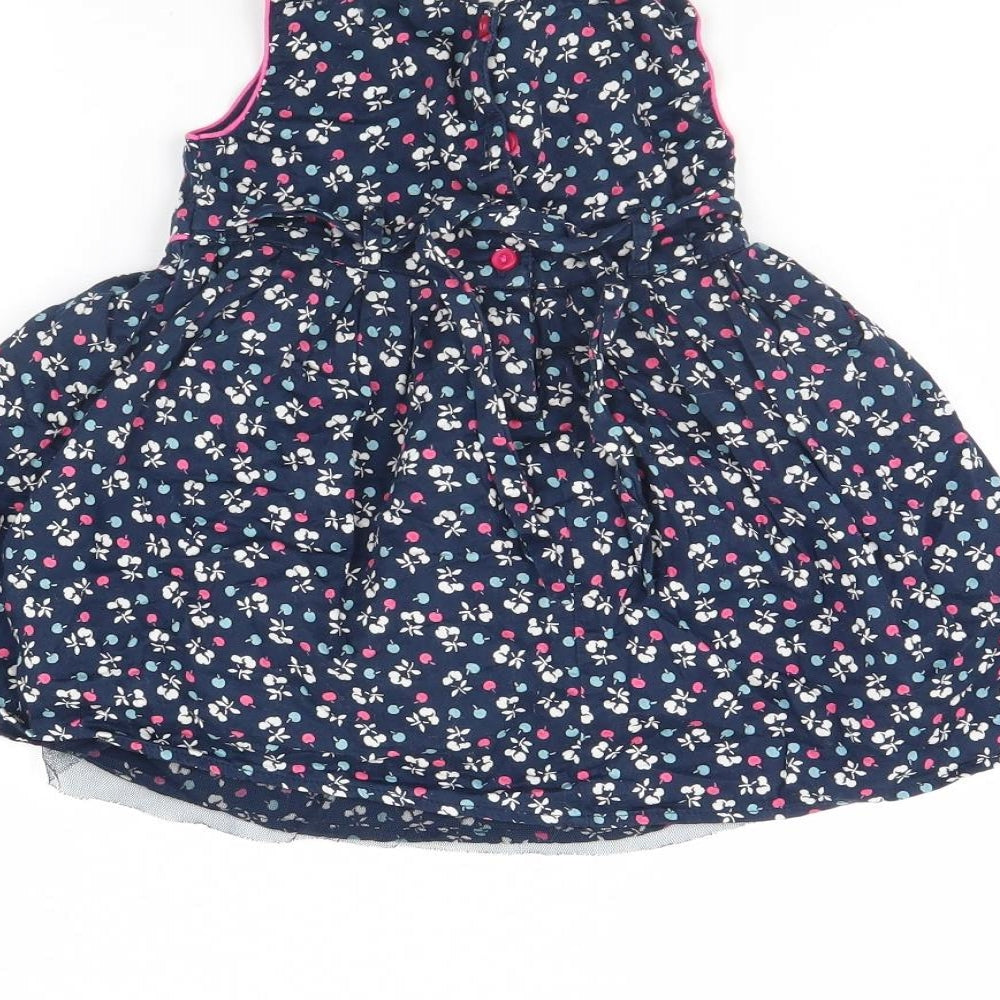 Monsoon Girls Blue Polka Dot  Fit & Flare  Size 6-9 Months