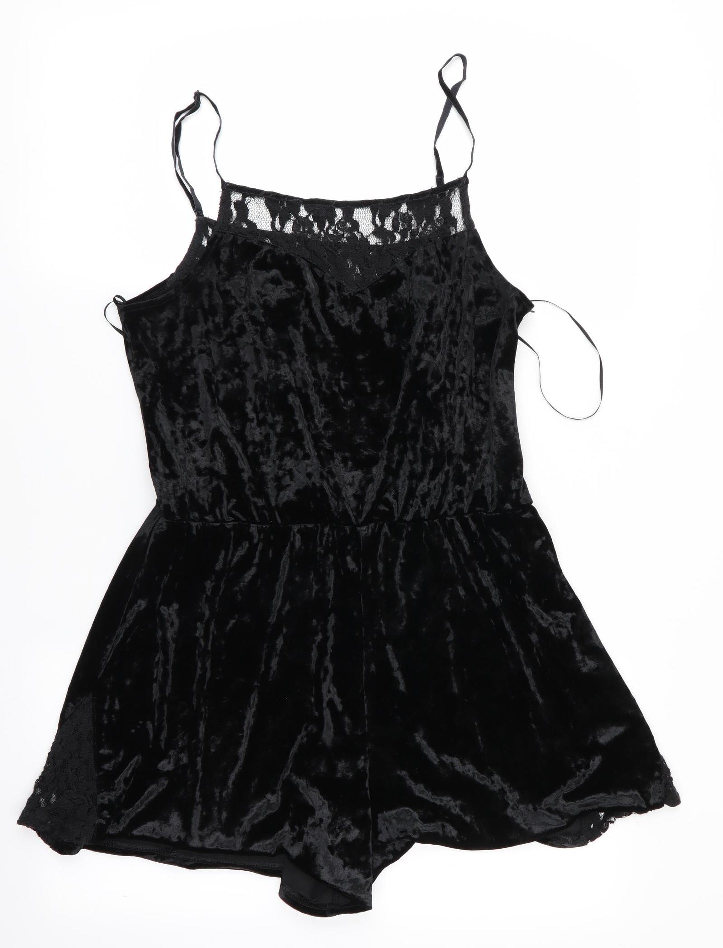 Topshop Womens Black Solid   One Piece Size 14  - Teddy - velvet feel