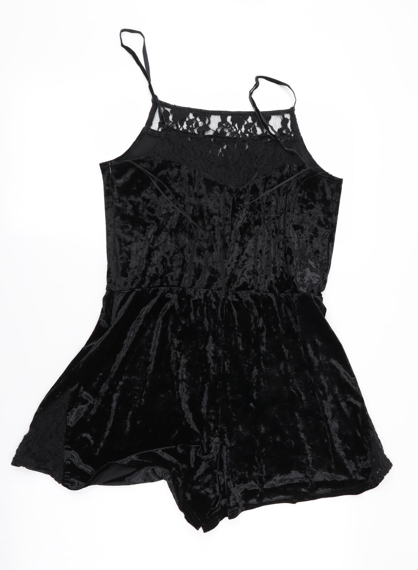 Topshop Womens Black Solid   One Piece Size 14  - Teddy - velvet feel