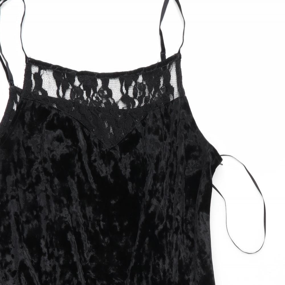 Topshop Womens Black Solid   One Piece Size 14  - Teddy - velvet feel
