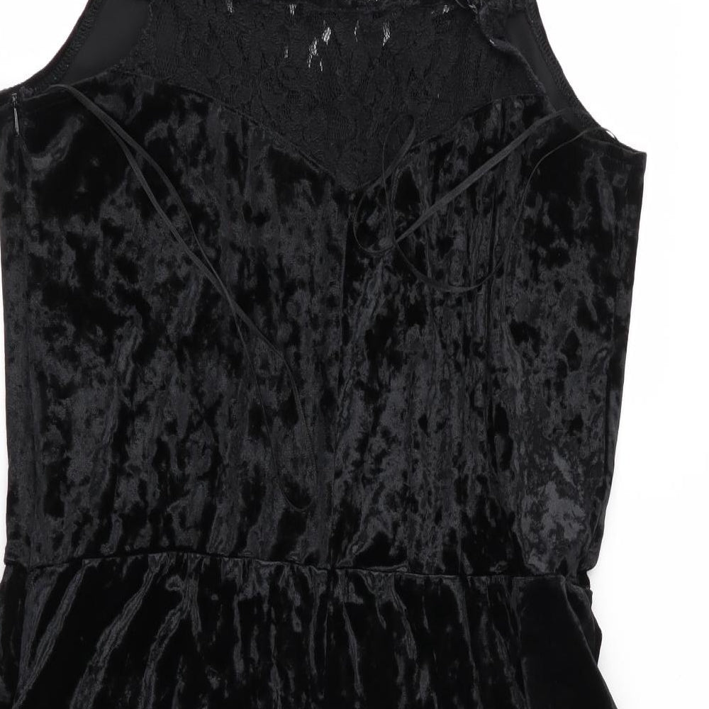 Topshop Womens Black Solid   One Piece Size 14  - Teddy - velvet feel