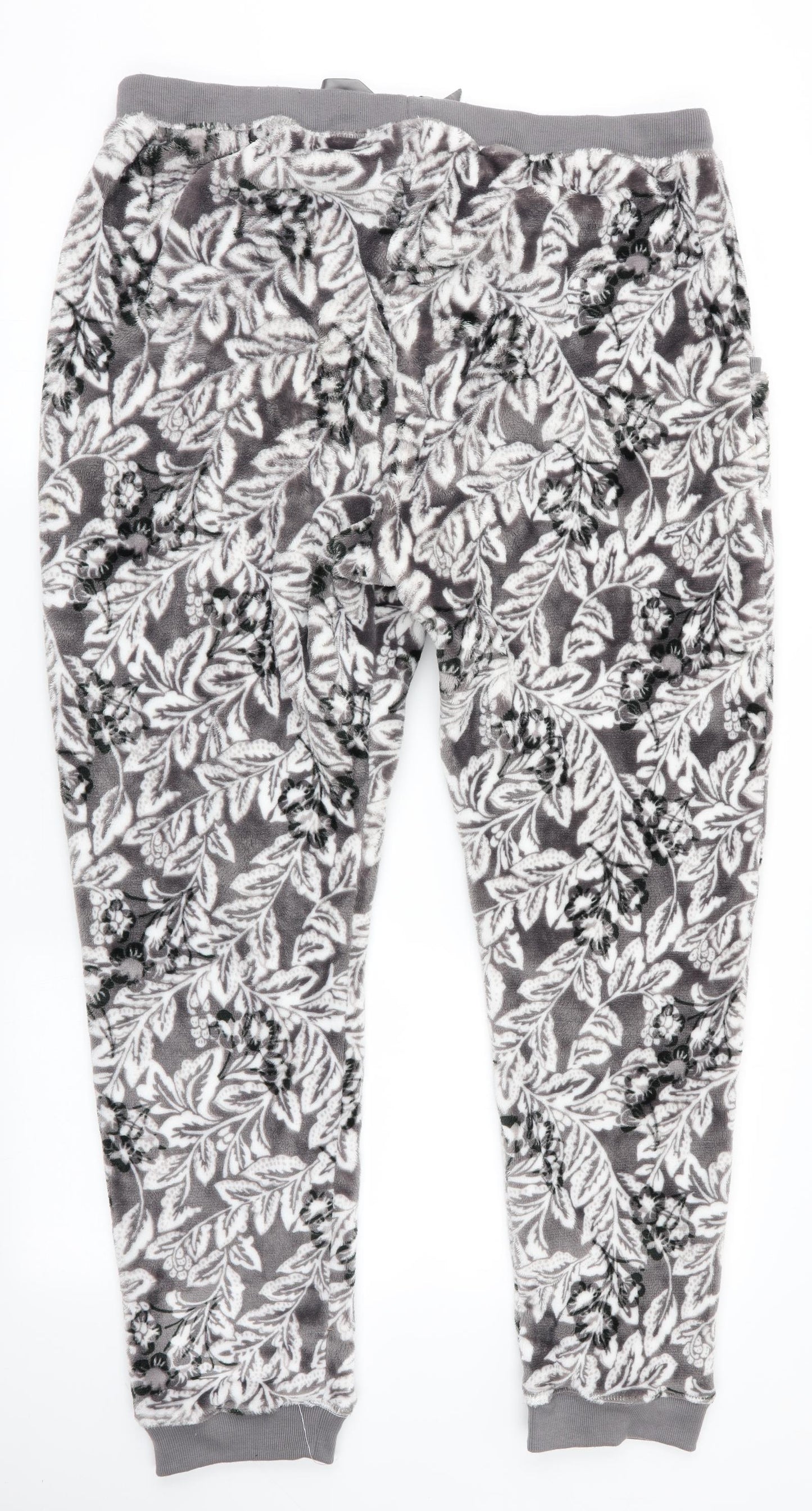 TU Womens Grey Floral   Lounge Pants Size L  - Fleece Feel Exterior