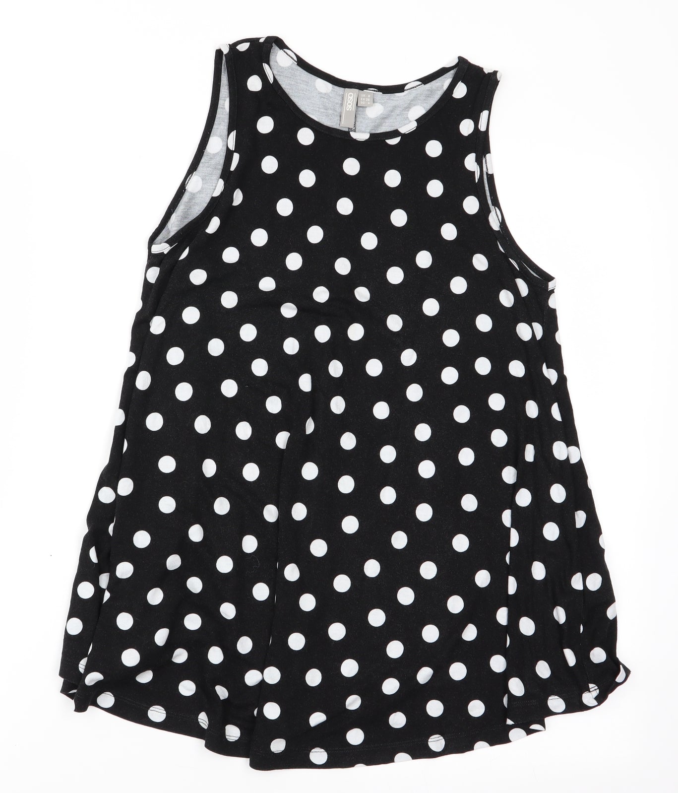 ASOS Womens Black Polka Dot  Tunic T-Shirt Size 8