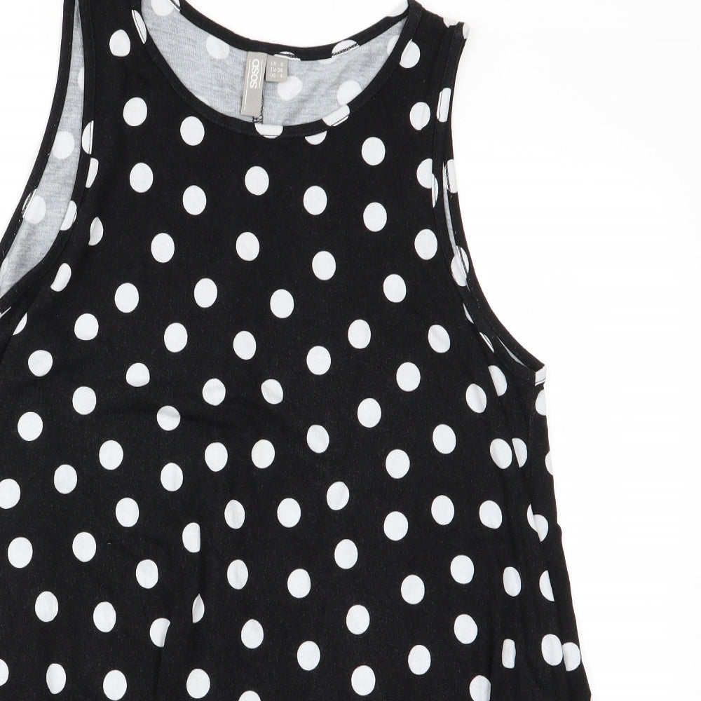 ASOS Womens Black Polka Dot  Tunic T-Shirt Size 8