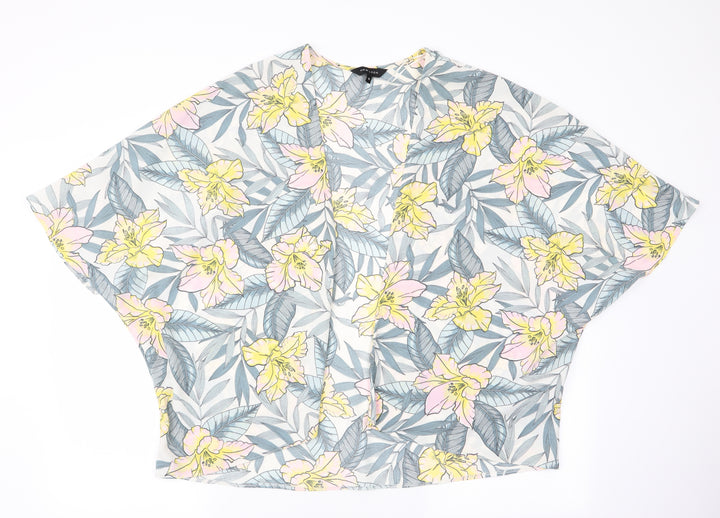New Look Womens Ivory Floral Jacket Size 10 - Batwing Sleeve