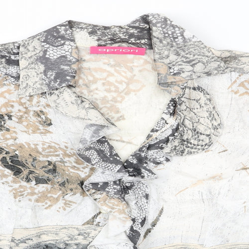 Apriori Womens Ivory Animal Print  Basic Blouse Size 14