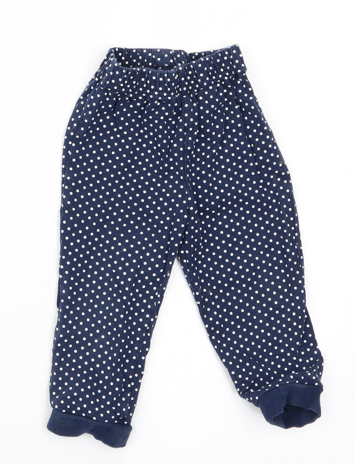 BHS Girls Blue Polka Dot   Pyjama Pants Size 12-18 Months