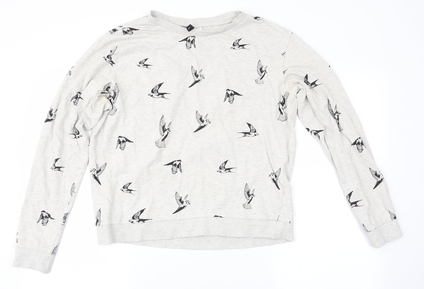 Divided Womens Grey Animal Print   Pyjama Top Size 14  - Bird Print