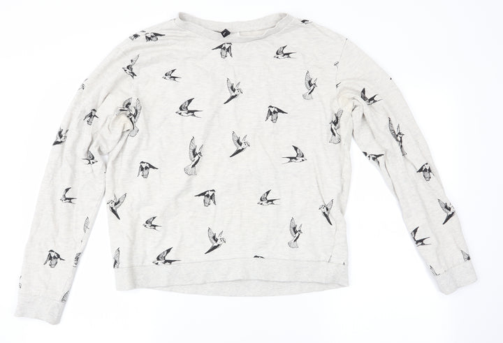 Divided Womens Grey Animal Print   Pyjama Top Size 14  - Bird Print