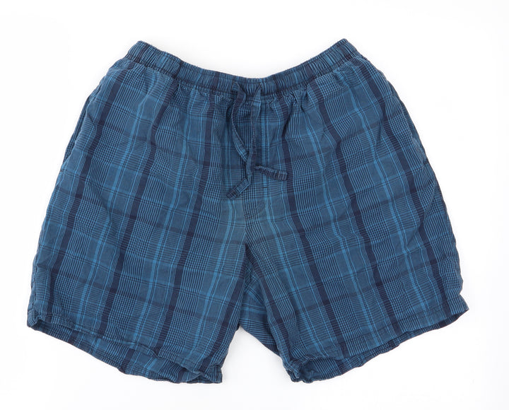 Preworn Mens Blue Check   Sleep Shorts