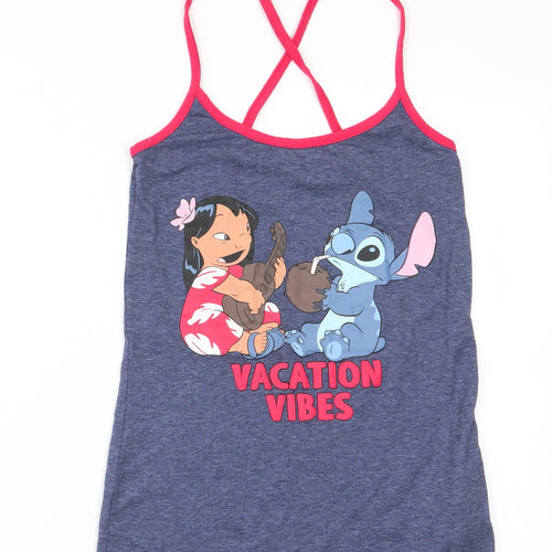 Love To Lounge Womens Blue Solid  Cami Pyjama Top Size 4  - Vacation Vibes