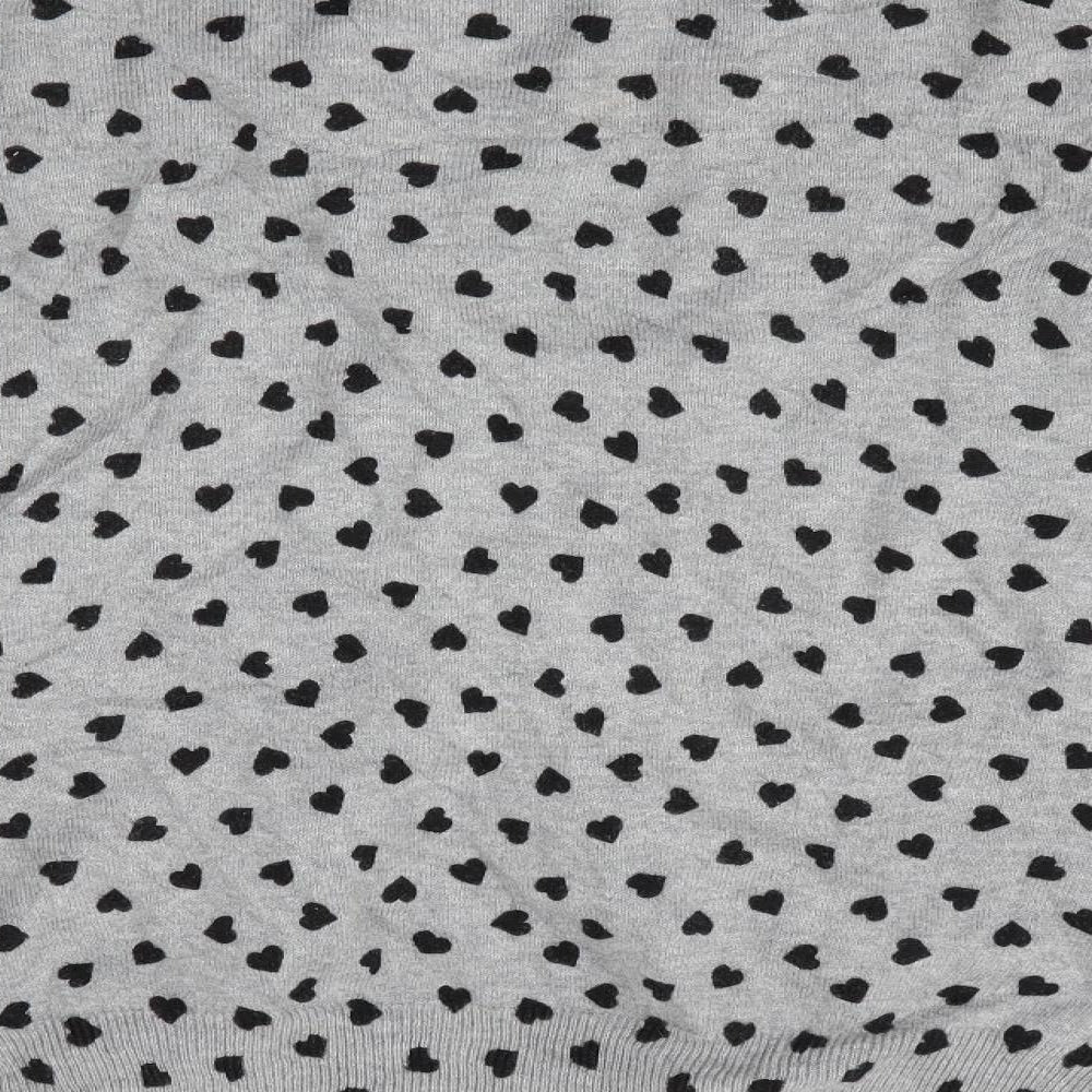 Atmosphere Womens Grey Geometric  Cardigan Jumper Size 12  - heart print